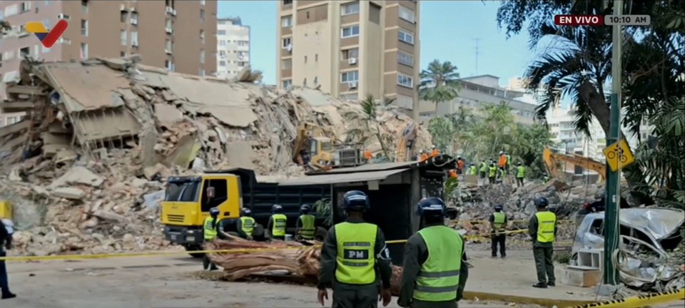 Collapsed buildings in Los Palos Grandes, Caracas
